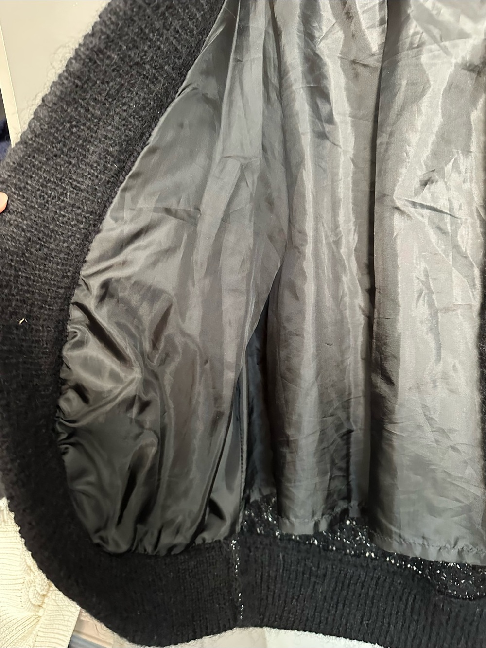 Metallic Black Open-Front Women’s Cardigan Sweater jacket - Picture 5 of 8